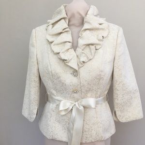 Adrianna Papell Occasions Cream Brocade Jacket, 6